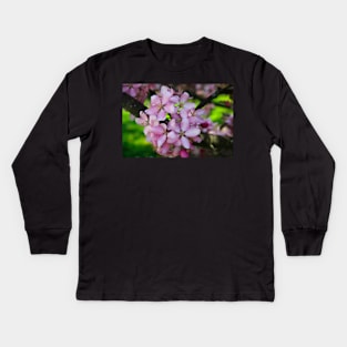 Blooming Pink Cherry Flowers Kids Long Sleeve T-Shirt